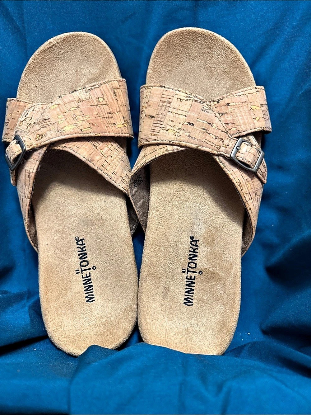 Minnetonka Rae Cork Footbed Sandals Brown US 9